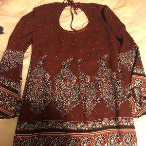 Xhilaration Maroon Patterned Dress